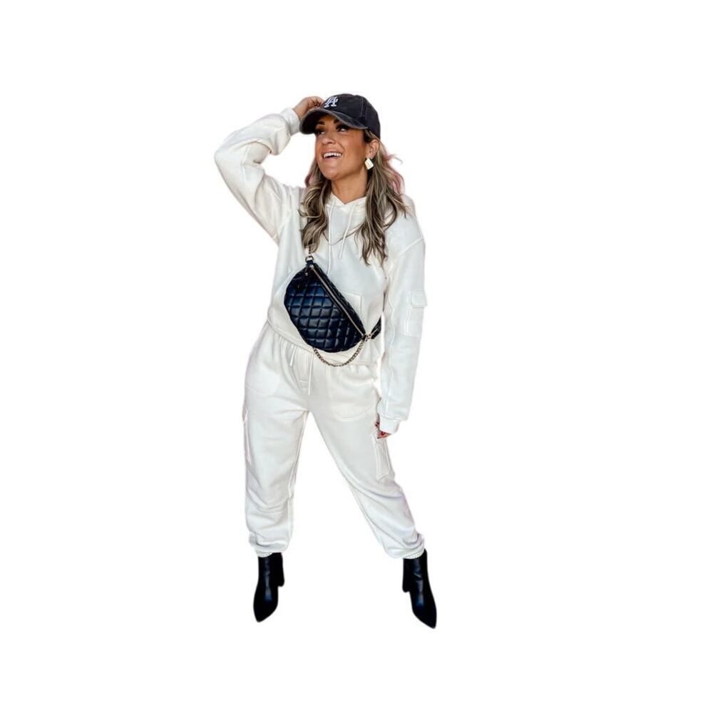 Z Supply White Drawstring Casual Cargo Jogger Pant Size Small